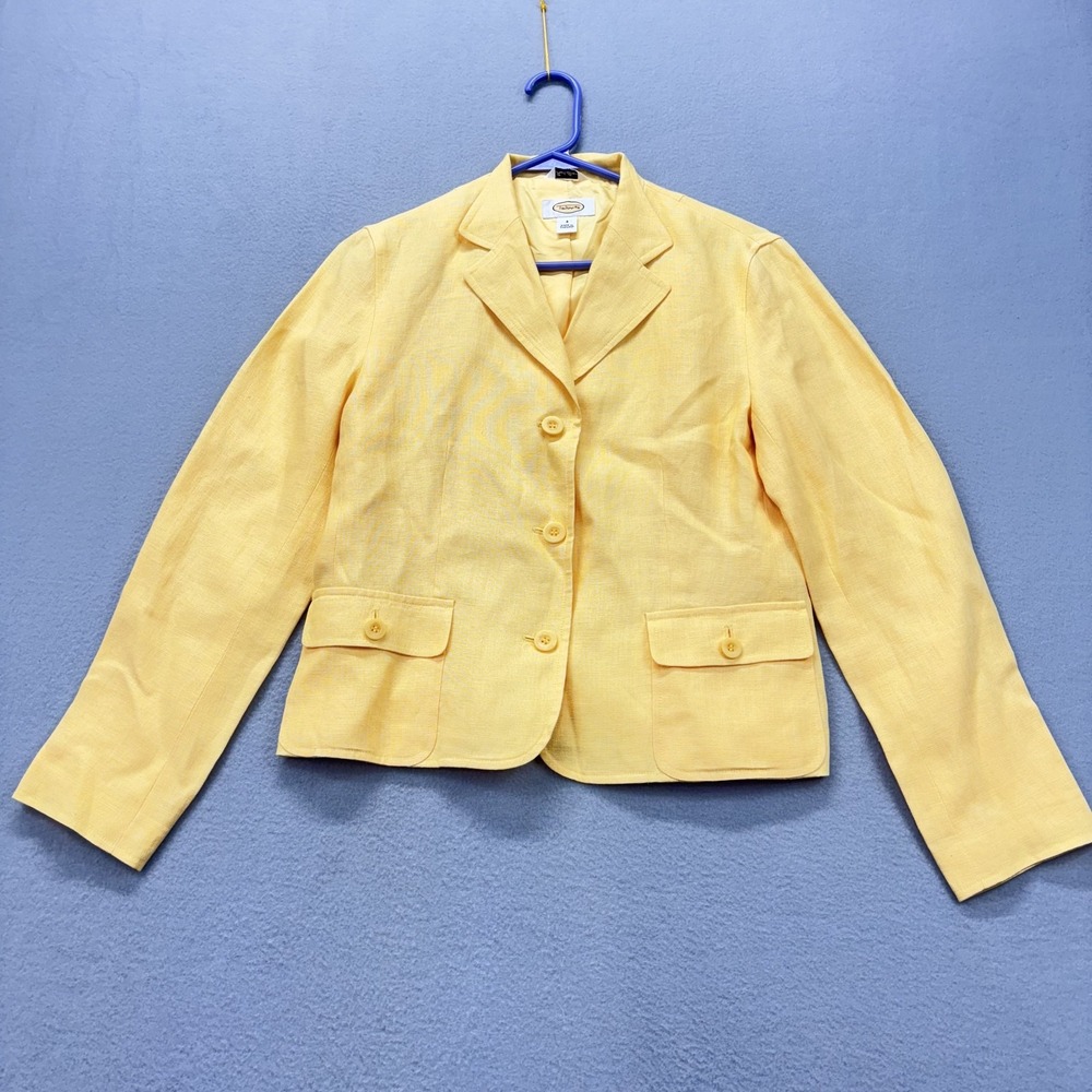 Talbots Blazer Womens 4 Irish Linen Button Front Pocket Lined Jacket Spring Work